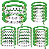 Huquary 24 Pcs Liver Cancer Awareness Bracelets Green Ribbon Bracelets with Inspirational Sayings Lung Cancer Awareness Products for Men Women Teen Event Show Your Support Charity Supplies