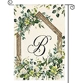 AVOIN colorlife Initial Letter B Monogram Garden Flag 12x18 Inch Double Sided Outside, Spring Floral Family Last Name Yard Decoration
