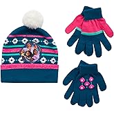 Disney Girls Minnie Mouse and Vampirina Winter Hat and 2 Pair Mitten or Glove Set (Toddler/Little Girl)