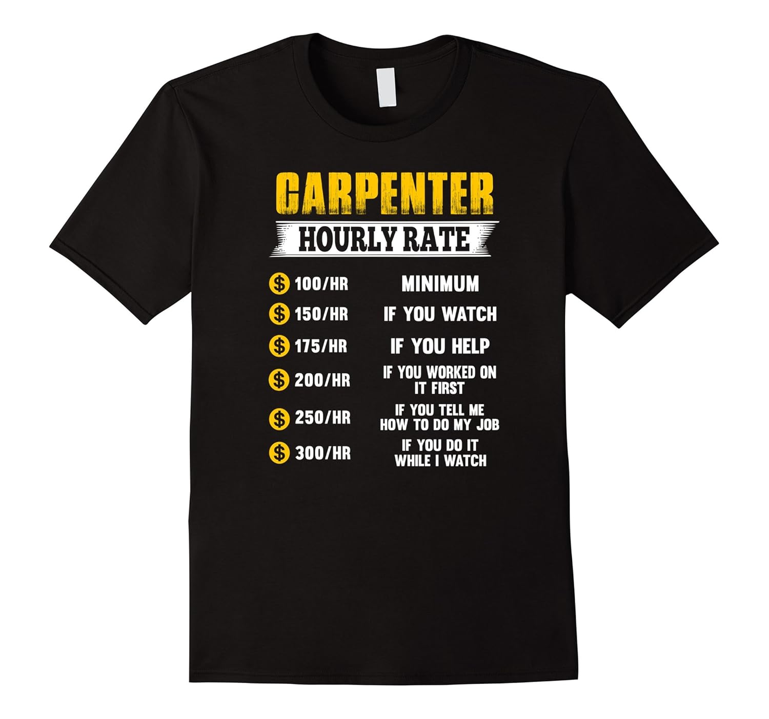 Carpenter Hourly Rate T Shirt Funny Carpenter ShirtTD theteejob