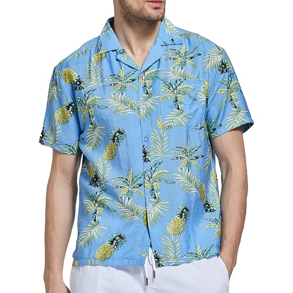 Visesunny Mens Casual Button Down Short Sleeve Hawaiian Shirt - Unicorn Rainbow Heart Star Aloha Shirt, Multicolor, Large