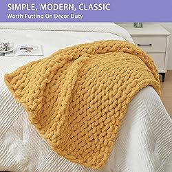 Bigacogo Chunky Knit Throw Blanket for Couch, 40x40