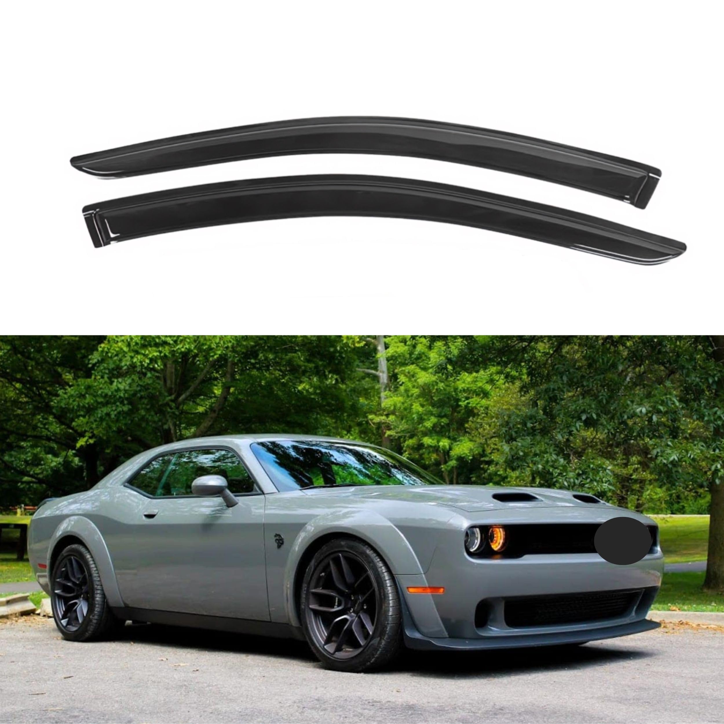 Photo 1 of KPY Window Visor Compatible with Dodge Challenger 2008-2023, 2PC Rain Guard Side Window Vent Deflectors Tape-On Style, 2008 2009 2010 2011 2012 2013 2014 2015 2016 2017 2018 2019 2020 2021 2022 2023