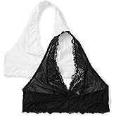 Amazon Essentials Women's Stretch Galloon Lace Halter Bralette