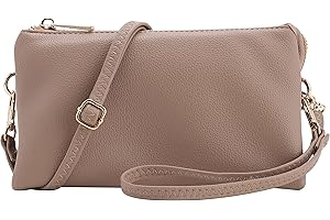 B BRENTANO Vegan Leather Multi-Pocket Crossbody Purse/Clutch with Card Slots, Removable Wristlet & Adjustable Shoulder Strap