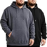 Chicingyou 2 Pack Men's Big and Tall Fleece Pullover Hoodies Long Sleeve Lightweight Hooded Sweatshirt with Pocket Drawstring