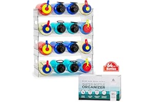 MASAME Extra Large 64oz Multipurpose Stackable 4 Pack Holdes 16 Water, Wine,Tumbler Bottles Organizer, Stanley, Starbucks, Yeti Cubs Holder for Kitchen,Cabinets,Pantry & Fridge