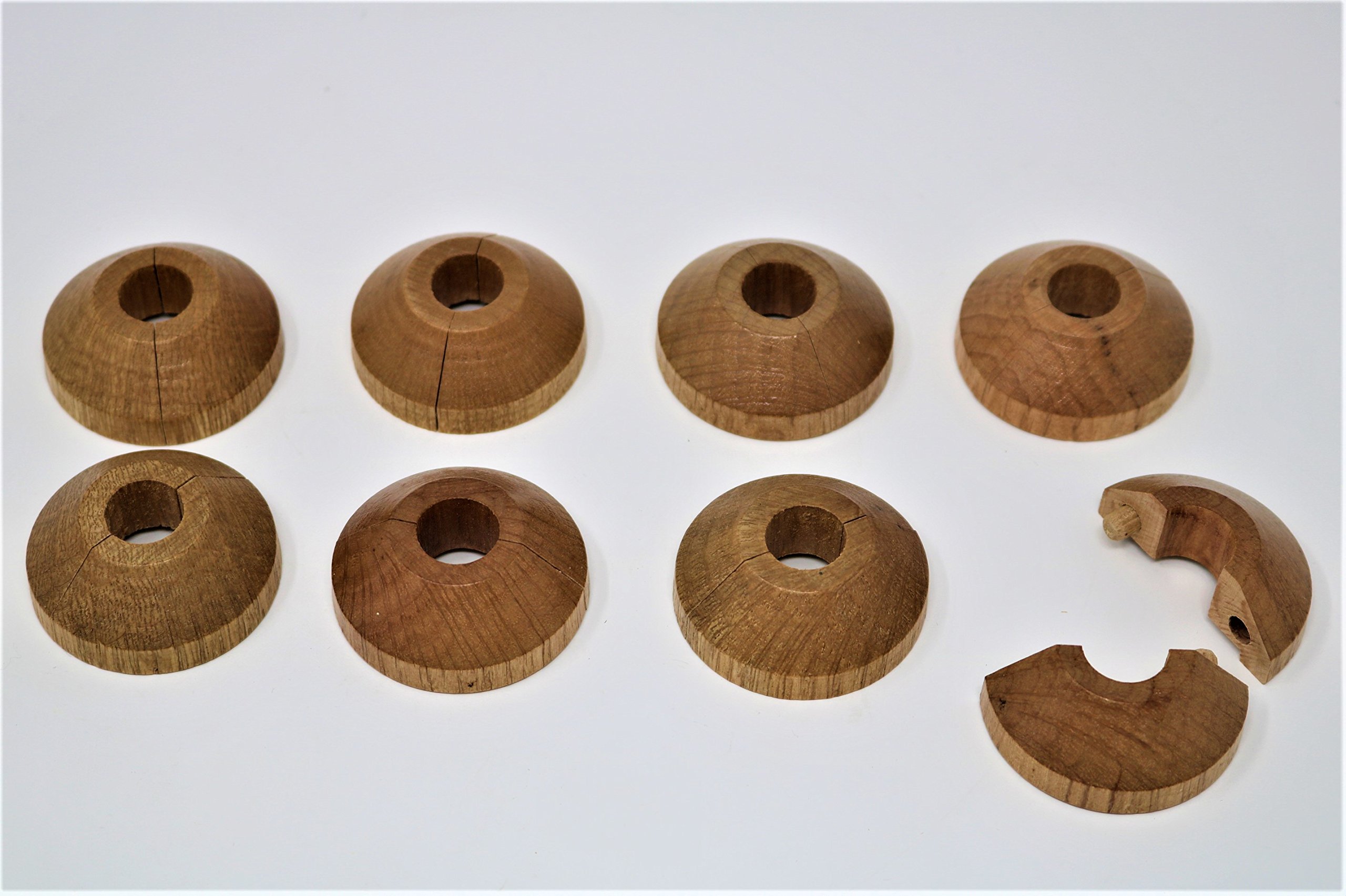 Visua Solid Wood Pipe Collars/Roses/Entry Points to fit 15mm Pipes. 4 Wood Finishes Available. Pack of 8. (Oak)