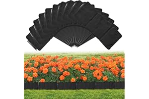 DARFULA Garden Landscape Edging Borders No Dig,16 ft Lawn Edging for Landscaping,Plastic Fencing Lawn Border,Imitation Stone Fence for DIY Outdoor Patio Balcony Yard Landscaping (20pcs, Black)