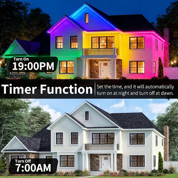 IHOMEY 150FT PERMANENT OUTDOOR EAVES LIGHT WITH 90 LED, WATERPROOF SMART RGB LIGHT WITH APP/REMOTE CONTROL, FOR CHRISTMAS, HALLOWEEN