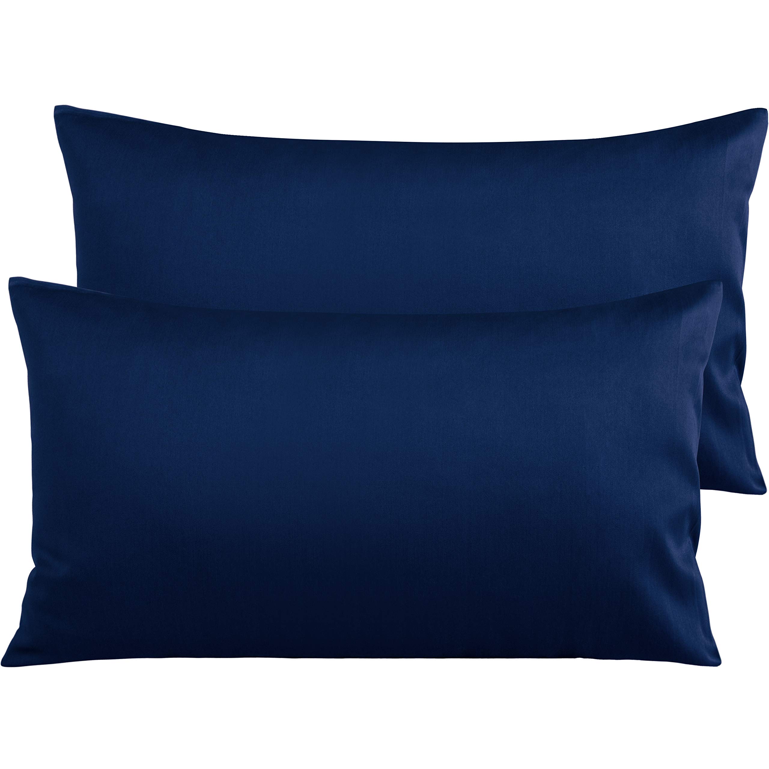 NTBAY 2 Pack 500 Thread Count 100% Egyptian Cotton Pillowcases, Super Soft Cozy and Breathable Envelope Closure King Pillow Cases, 50x90 cm, Navy