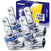 AUTOONE H11/H9/H8 9005/HB3 LED Bulbs Combo 110000LM 6000K No Error | H11 9005 Lights for Car Trucks ATV Canbus, 10YR Lifespan, 3 Min Quick Install, Pack of 4