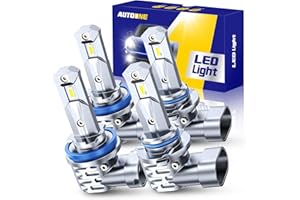 AUTOONE H11/H9/H8 9005/HB3 LED Bulbs Combo, 60000LM 600% Brighter H11 9005 White 6000K Fog Lights Canbus, 10YR Lifespan, Pack of 4