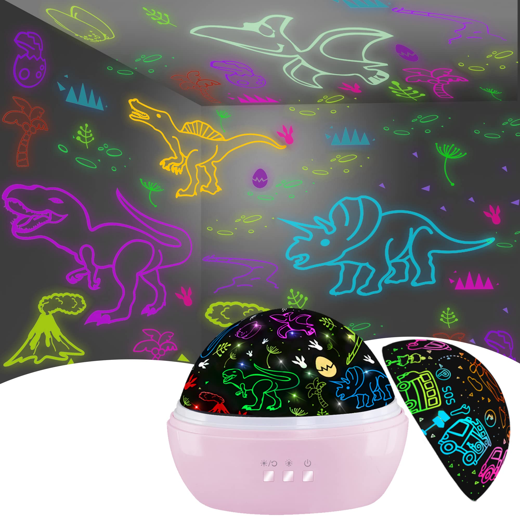 Dinosaur Toys for Girls,Dino Projection 2 in 1 Car Toys for 2-10 Year Kids,Easter Toy Chirstmas Xmax Birthday Gifts