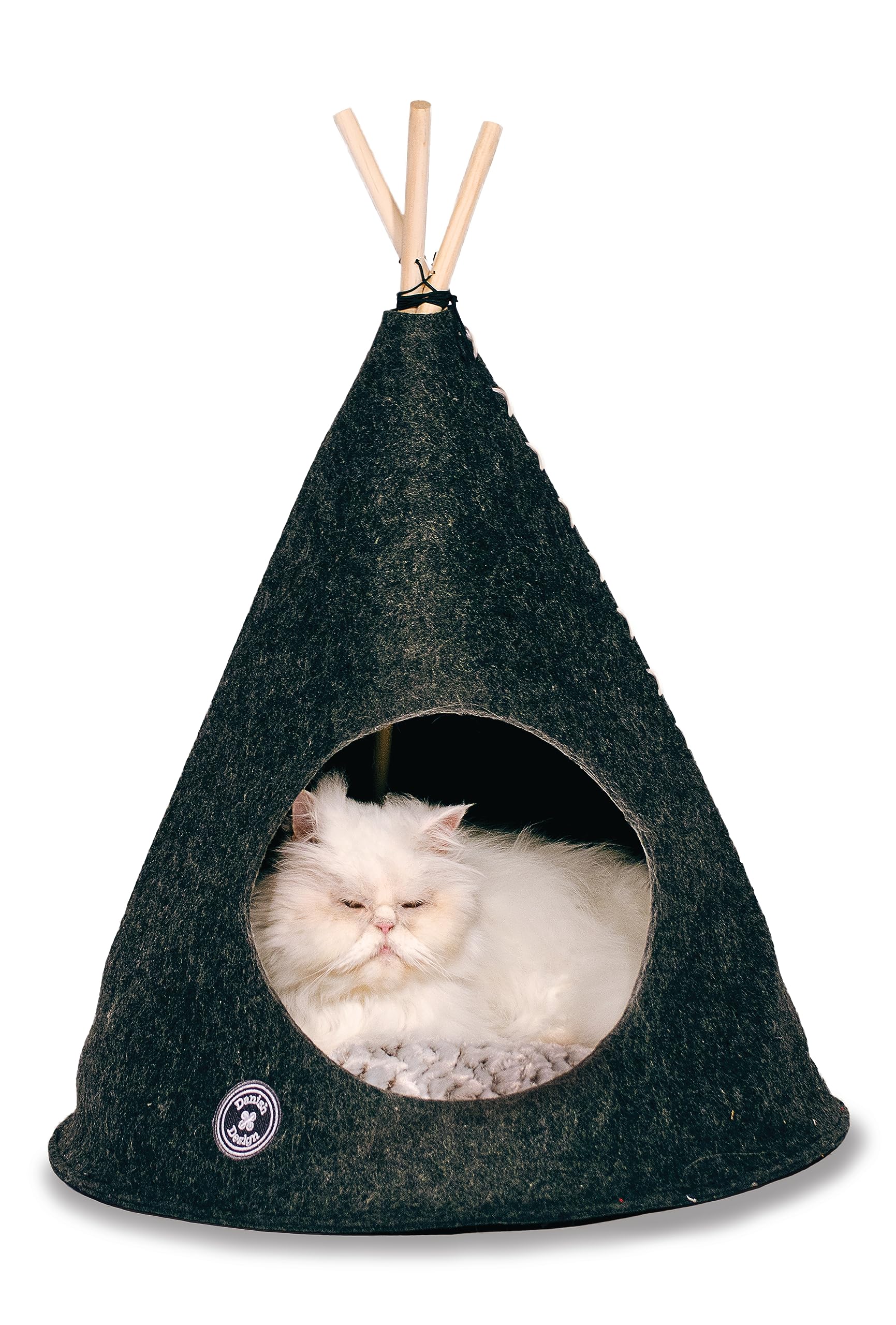 Danish Design Grey Soft Felt Natural One Size Small Dog/Cat Bed Teepee 55x55x64cm