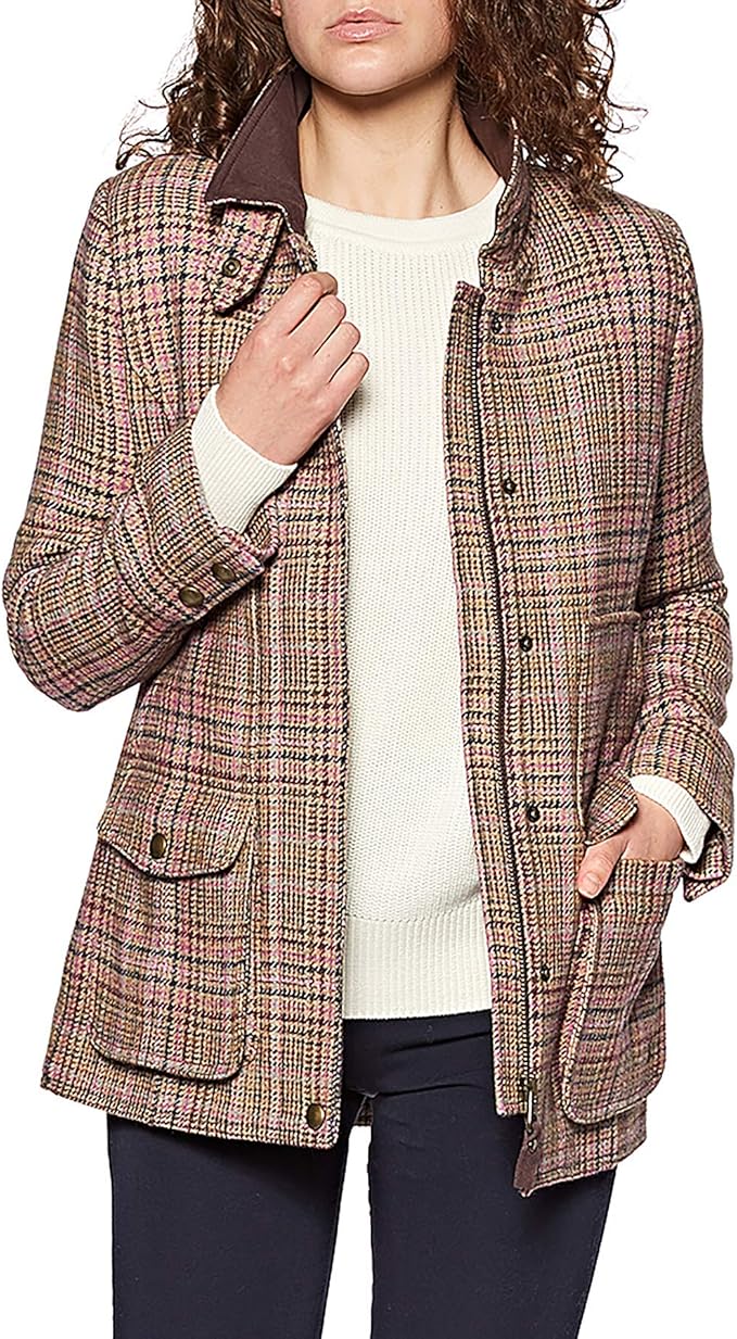 Joules Womens Fieldcoat Fitted Tweed Coat Jacket Amazon.co.uk Clothing