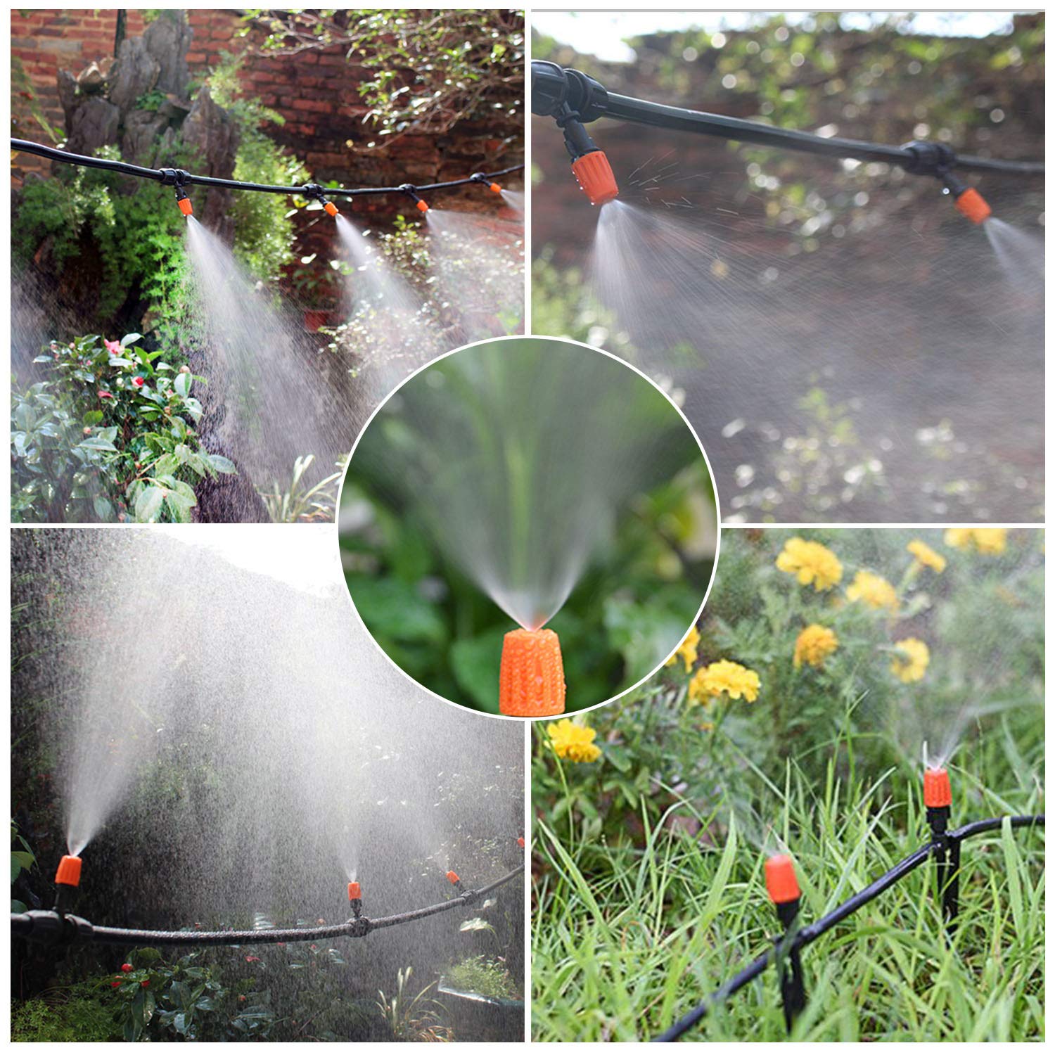 Cookan Bewässerungssystem - 15m Automatische Gartenbewässerung Tropfbewässerung und Sprinkler Bewässerung DIY Kit für Garten/Balkon / Topfpflanze/Terrasse