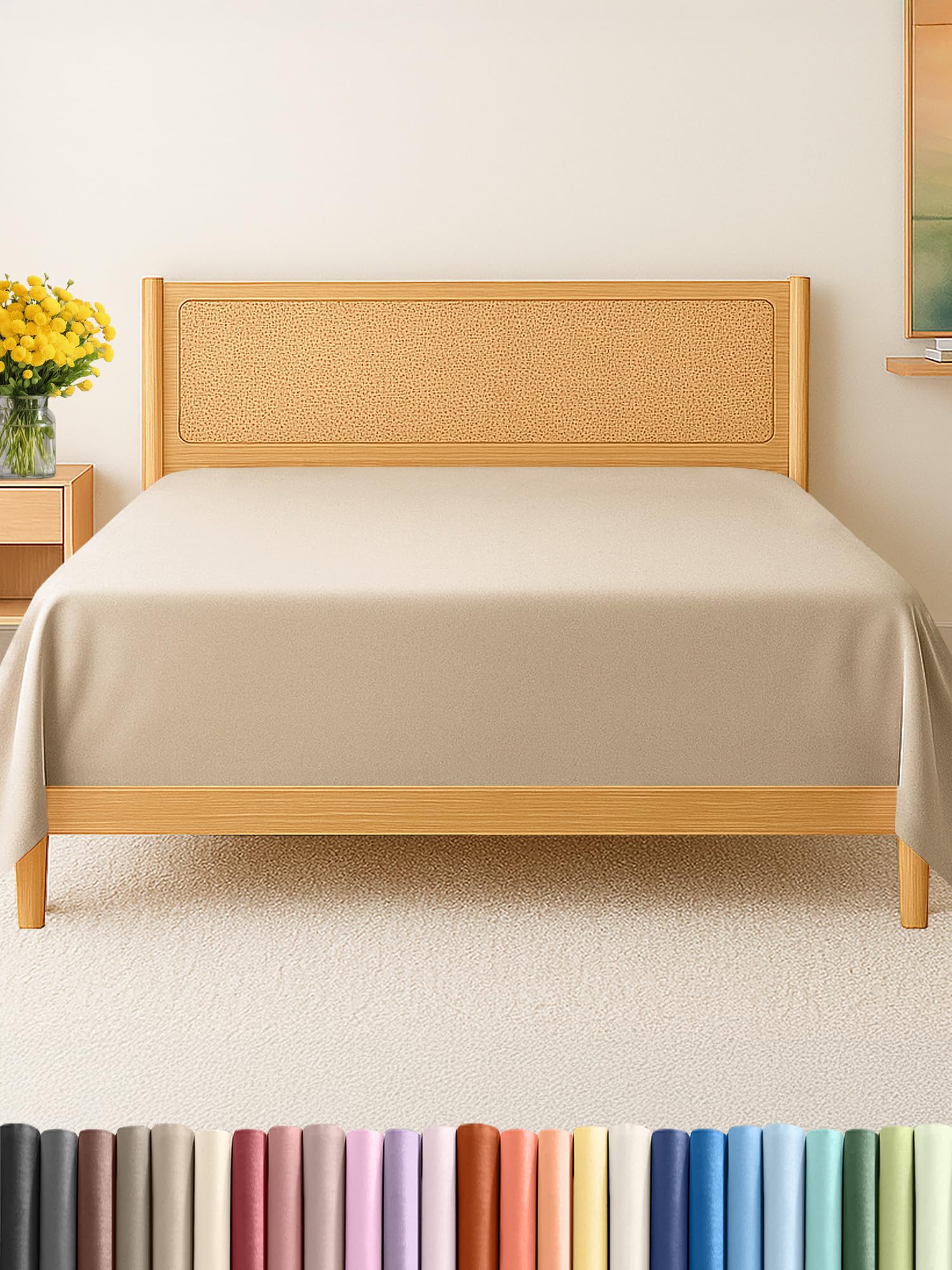 Photo 1 of King Size Flat Sheet - Hotel Quality Top Flat Bed Sheet Only - Ultra-Soft, Comfy, Breathable & Cooling - Fade & Wrinkle Free - Easy-Care, Stain & Shrink Resistant Bedding - Easy-Fit & Oeko-Tex - Cream