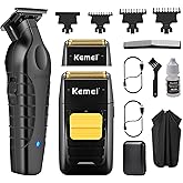 KEMEI Professional Hair Trimmer for Men Cordless, Foil Shaver with Replacement Heads & Nets, Zero Gapped Hair Clippers with T Blade, Electric Head Shavers for Bald Men, KM 2299, KM 1102