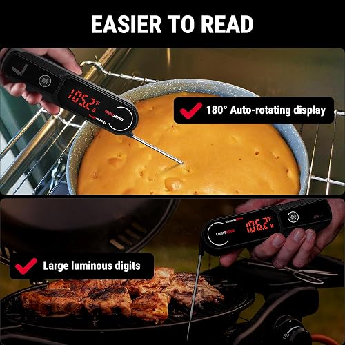 Instant Read Digital Meat Thermometer – BBQ Grill Smoker Kitchen Cooking, Stainless Steel Probe