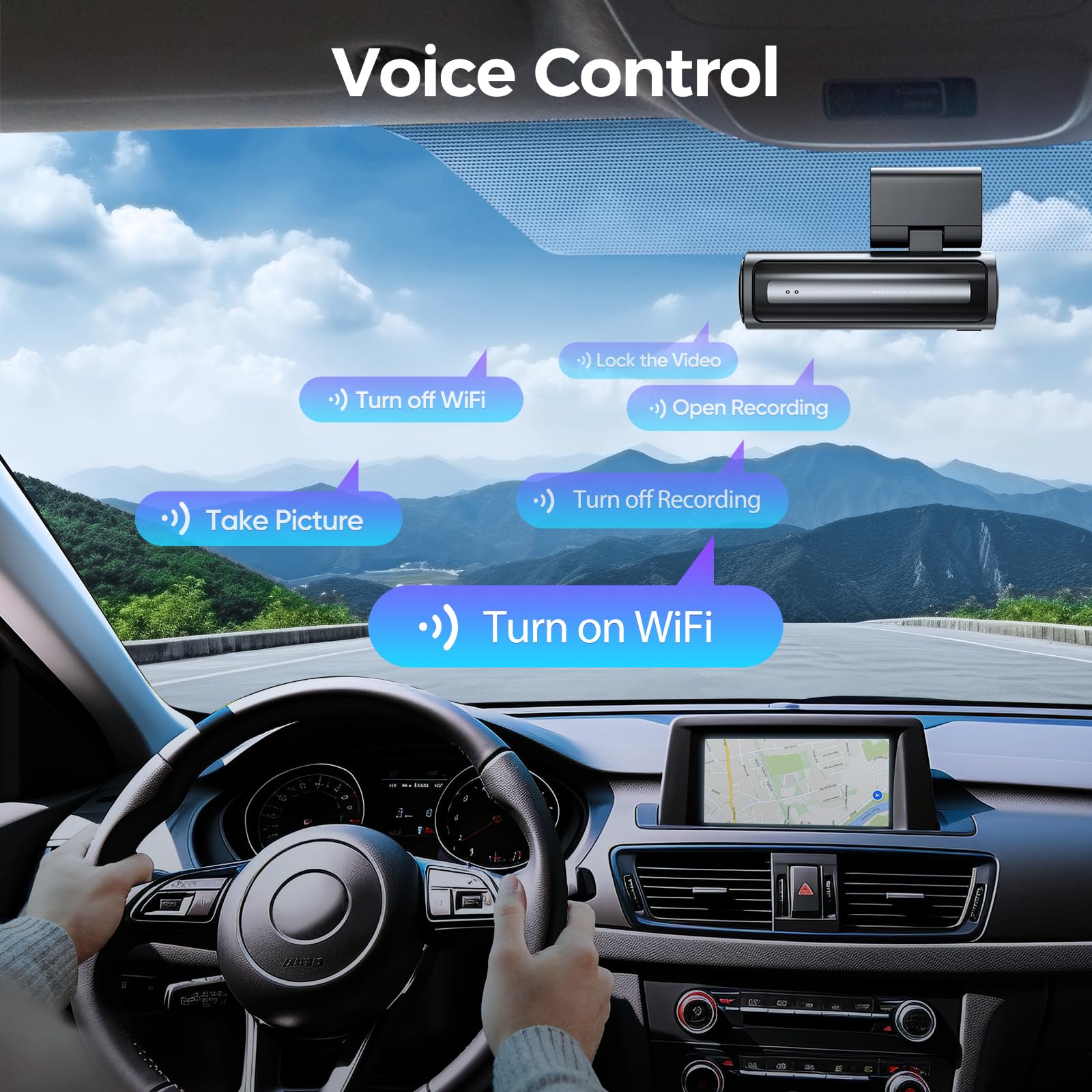 LD06 5G WiFi Dash Cam Front and Rear, 5K Dash Camera for Cars with 64GB SD Card, Night Vision Voice Control, G-Sensor Built-in GPS, 24H Parking Mode Loop Recording, Max Up Support 256GB