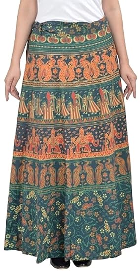 Women's A-Line Skirt (SKT3151_Green_Free Size)