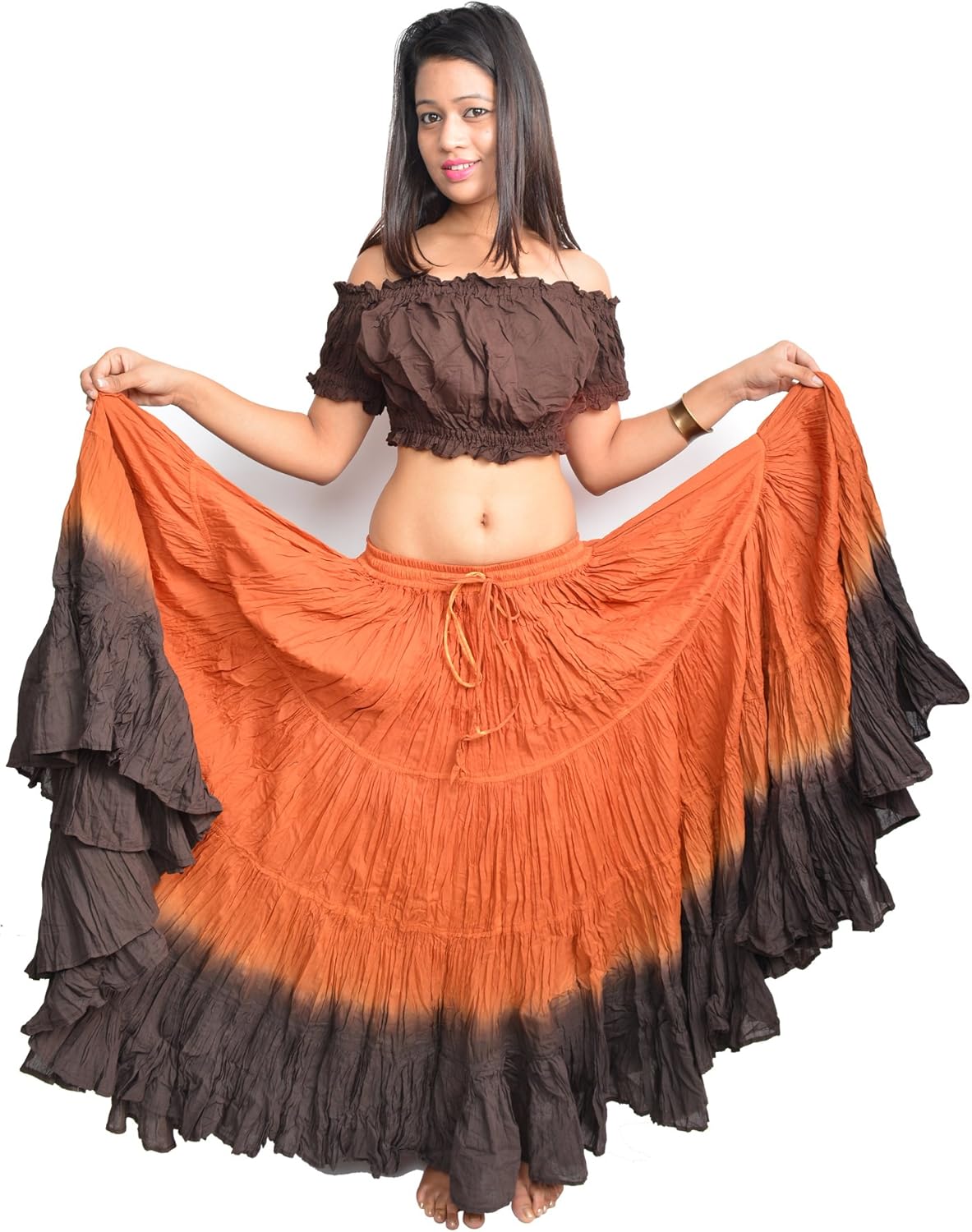 Wevez Plus Size 40 Inches Long Tribal Fusion 25 Yard Skirt (Black): Clothing