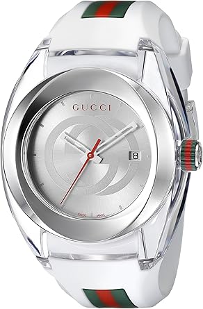 Gucci YA137102 - Reloj de Cuarzo Unisex, con Correa de Goma, Color Blanco