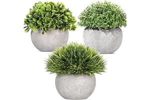 colorspec 3 Packs Small Fake Plants Boxwood Decor, Little Topiary Potted Greenery Mini Artificial Plants for Indoor Bathroom Bedroom Shelf Desk Office Dining Table Centerpieces
