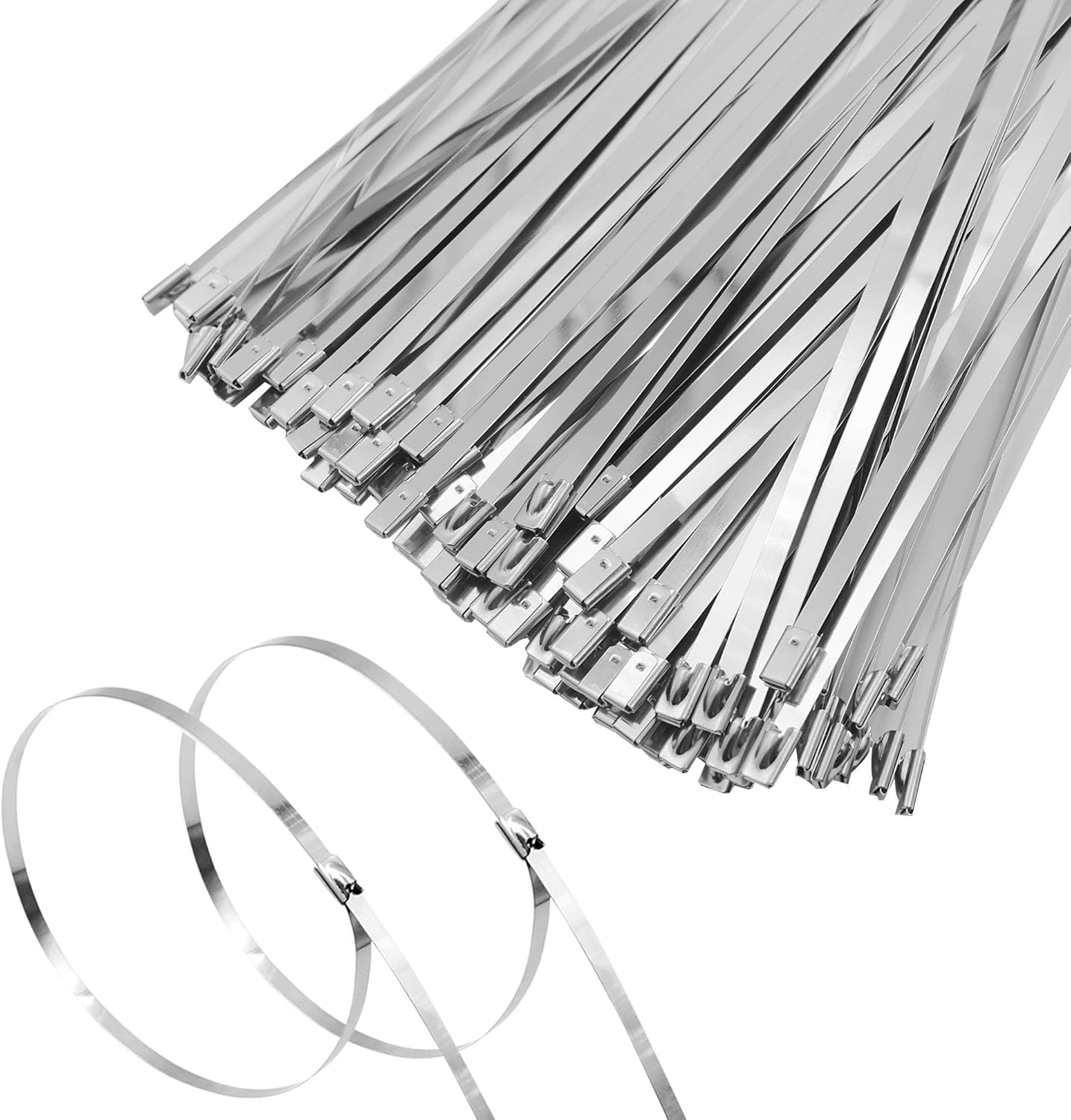 MAXSELL 20 Inch Metal Zip Ties, Heavy Duty 304 Stainless Steel Cable Ties, Metal