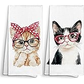 Sviojuce Cat Kitchen Towels Decorative 16x24 Set of 2, Cat Dish Towels Cloths Dishcloths Tea Towel Gifts for Women Men Pet Lover, Trendy Kitty Bathroom Kitchen Hand Towel Decor