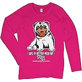 Tee Hunt Life is Better with My Pug Women's Long Sleeve T-Shirt Cute Pet Adorable Dog