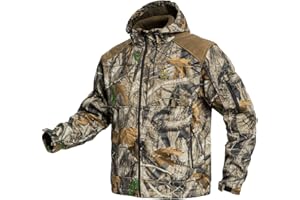 VOTAGOO Quiet Hunting Jacket Softshell Fleece-Lined Camouflage Clothes Clothing Gear Hoodie Coat For Men