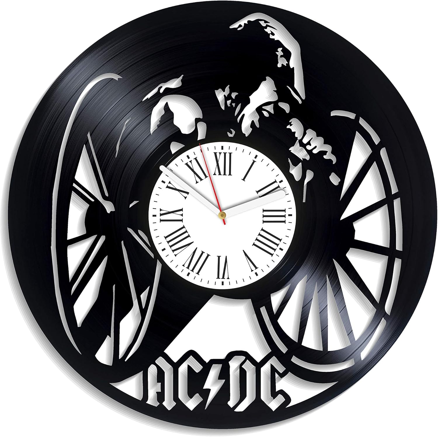 Kovides ACDC LP Vinyl Record Wall Clock 12 Inch Rock Band Music Legend Design Home Decor Gift for Boy Gift for Girl Gift for Adults Vintage Wall Art Birthday Christmas Housewarming Gift Idea