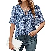 Lotusmile Womens Blouses Dressy Casual Half Bell Sleeve Chiffon Office Attire Business Work Tops Trendy