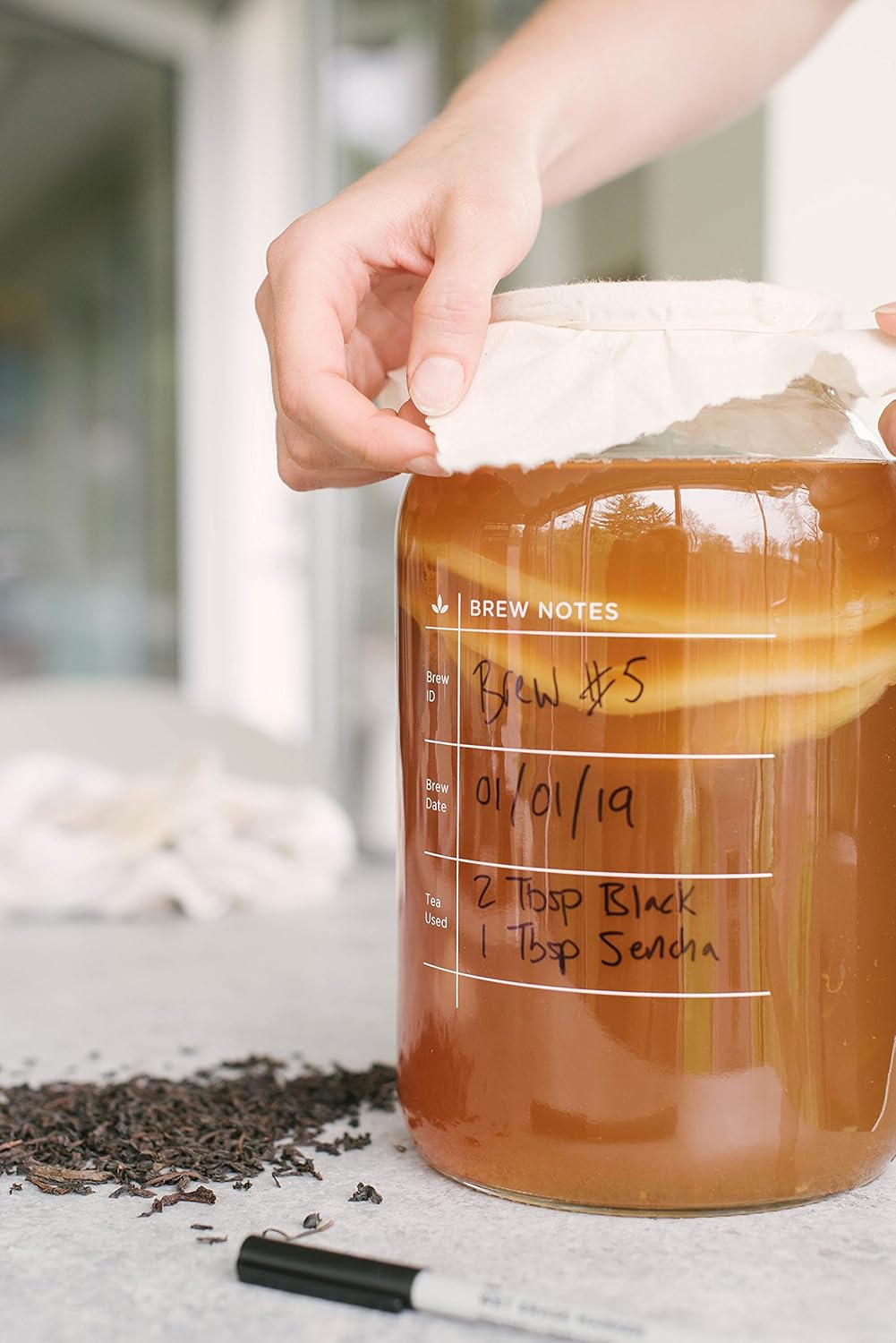 The Kombucha Shop Kombucha Brewing Kit with 1 Gallon Glass Brew Jar