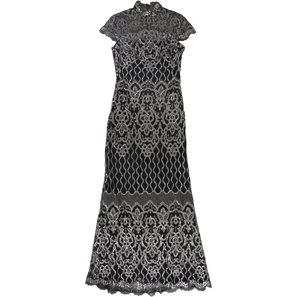 Amazon.com: Tadashi Shoji Women's Junior SLVLESS LACE Gown Dress, Silver/ Black, 2 : Clothing, Shoes & Jewelry
