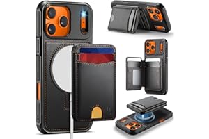 Usroom for iPhone 17 Pro Max Case Wallet Compatible with Magsafe, RFID Blocking Magnetic Card Holder 2 in 1 Detachable Kickstand Shockproof Phone Case for iPhone 17 Pro Max 6.9" Black