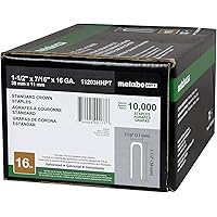 Metabo HPT Staples | 7/16 in. x 1-1/2 in. | Standard Crown | 16 Gauge | Electro Galvanized | 10,000 Count | 11203HHPT