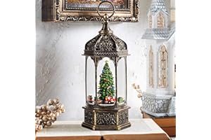 TIMEFLIES 12.75'' Christmas Snow Globe, Santa Train Will Rotate Around The Christmas Tree with Musics Swirling Glitter Water Lantern Decoration for Home, Battery Operated or USB Powered