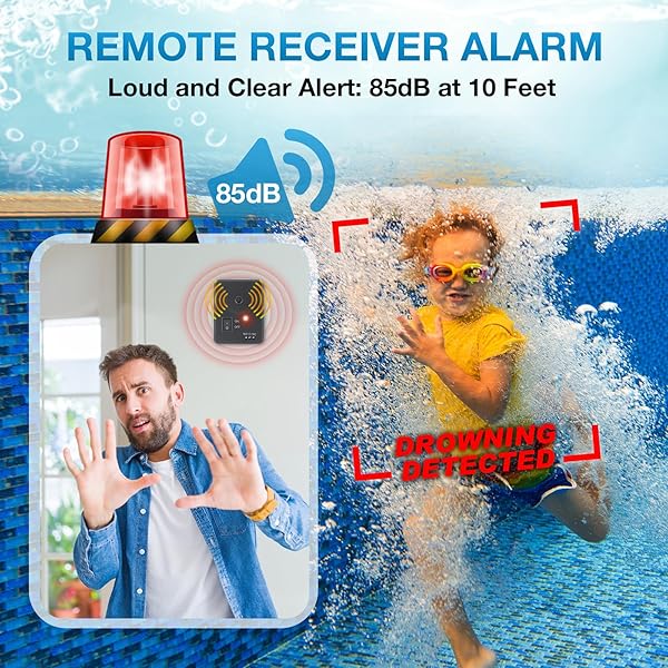POOL ALARM FOR INGROUND & ABOVE GROUND POOLS, FLOATING POOL SAFETY ALARM WITH LOUD ALERT, ADJUSTABLE SENSITIVITY, EASY SETUP PROTECTION FOR KIDS AND PETS, POOL SECURITY SYSTEM, NAVY