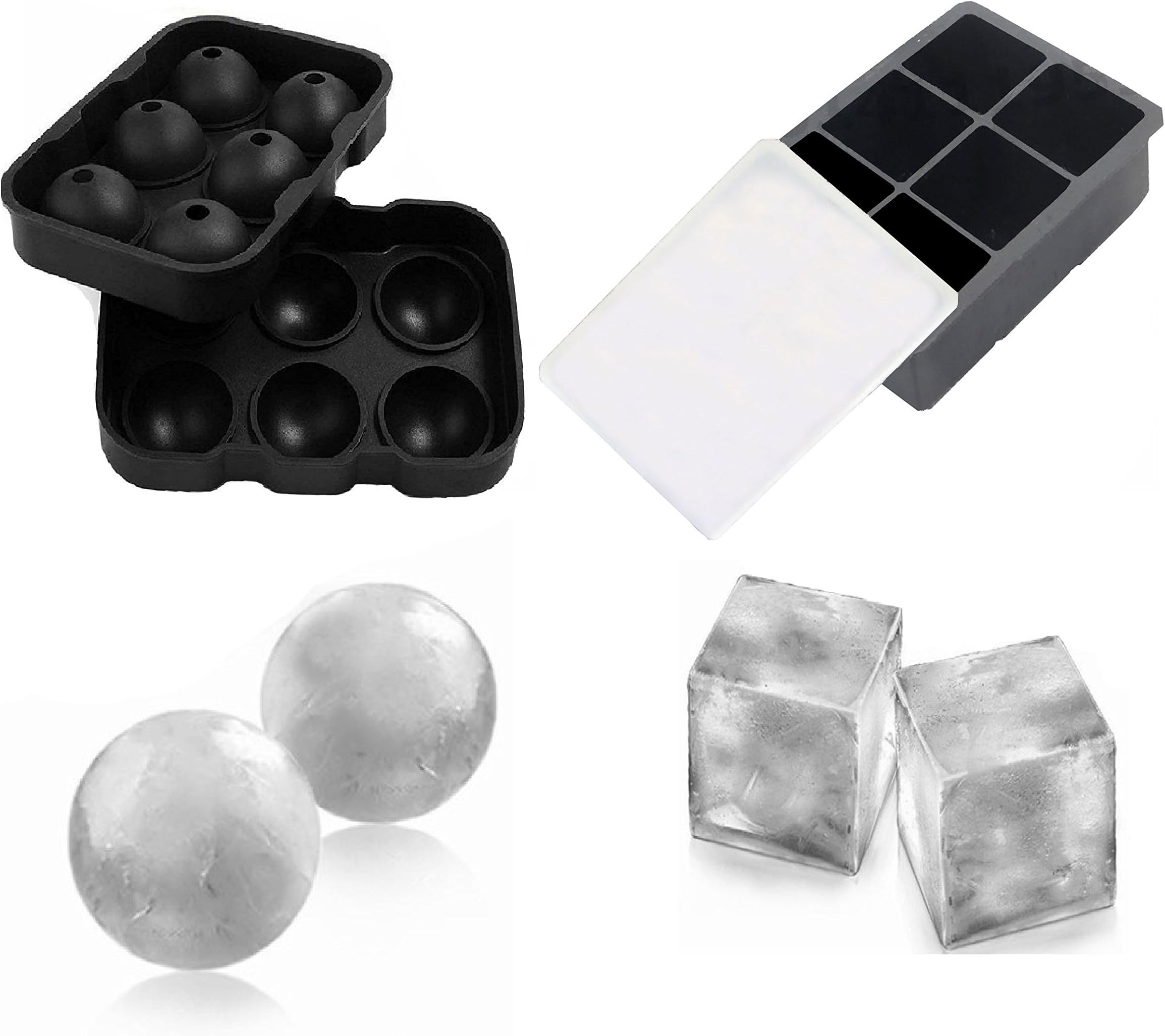 Ice Trays Set,Silicone Ice Cube Trays With Lids,Covered Ice Cube Tray With 12 Ice Cube Molds
