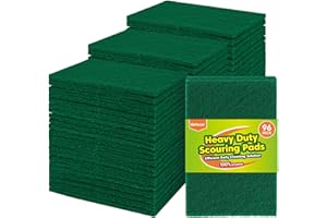 UNIMADE Heavy Duty Scouring Pad, 96Pcs Household Scour Pad for Kitchen, Garage and Outdoors, Reusable Dish Scrubber Pads for Pan and Metal Grill - Green