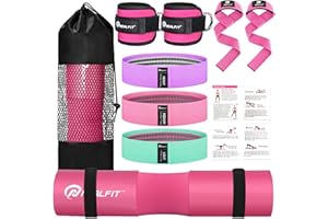 NEALFIT Barbell Pad Set for Squat & Hip Thrust - Extra Thick High Density Neck & Shoulder Support Cushion - Olympic Bar Pad for Weightlifting, Gym, Home Workouts