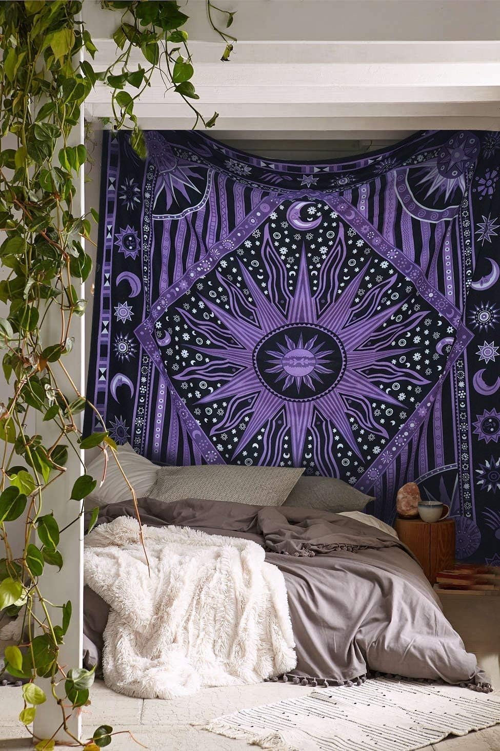 Tapestries - Popular Handicrafts Tapestry Wall Hanging Hippie Burning Sun and Moon Meditation Bohemian Hippy Psychedelic Design Indian Tapestries Bedspread 30 x 40 Inches (76 x 101 cms), Blue