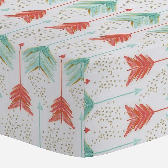coral and teal arrow crib bedding