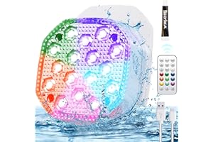 AUDLES Pool Lights,Rechargeable Submersible LED Lights with Remote,IP68 Underwater Pool Lights,USB-C Charging Built-in 2500mAh Battery Magnet LED Pool Light