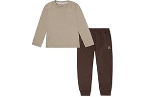 Hurley boys Long Sleeve Soft Basic T-shirt and Joggers 2-piece Outfit Set