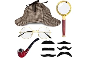 Horolam Detective Costume Accessories Set, Detective Outfit Accessories for Adults Men Women with Detective Hat for Dress Up