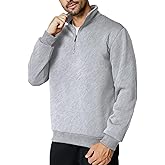 Menoio Men's Quarter Zip Up Pullover Long Sleeve Mock Neck Sweatshirt Casual Slim Fit Fleece Sweaters